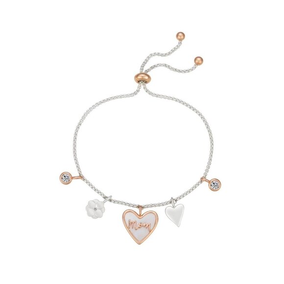 UNWRITTEN "Mom" Flower Heart Charm Bolo Bracelet in Gold-Tone MSRP $50 NWT - Picture 1 of 3